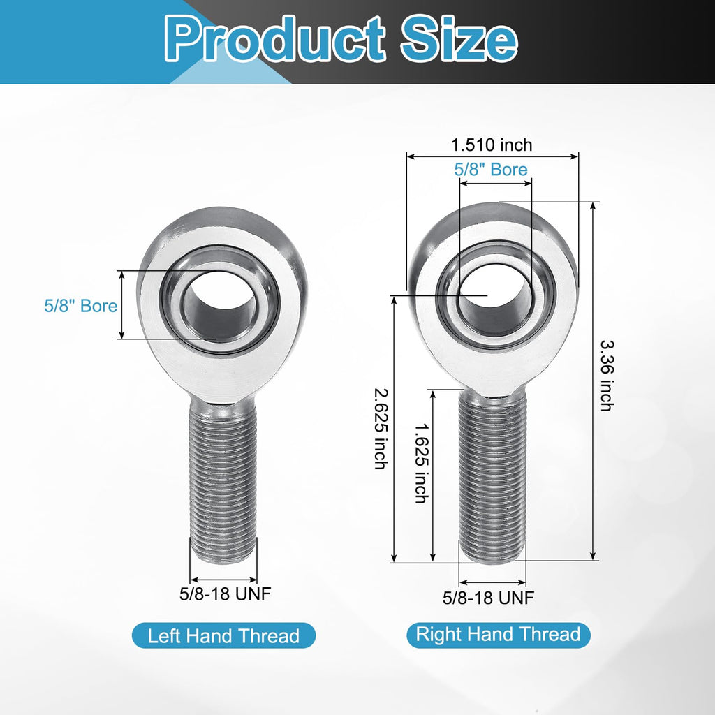 uxcell XM10+XML10 Joint Rod Ends Kit 5/8" Bore - 2Pair (Left+Right, 4Pcs)