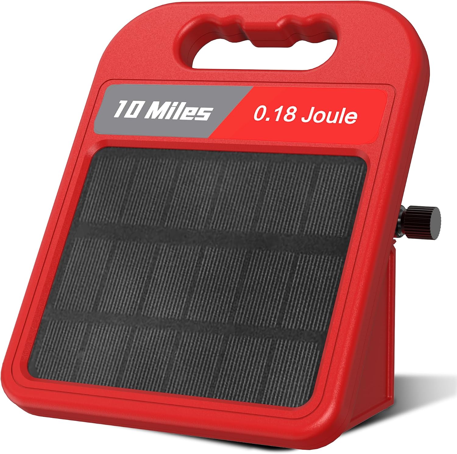 10 Mile Solar Fence Charger 0.18J Electric Fence Energizer with Day Night Mode 24-Hour Protection Red