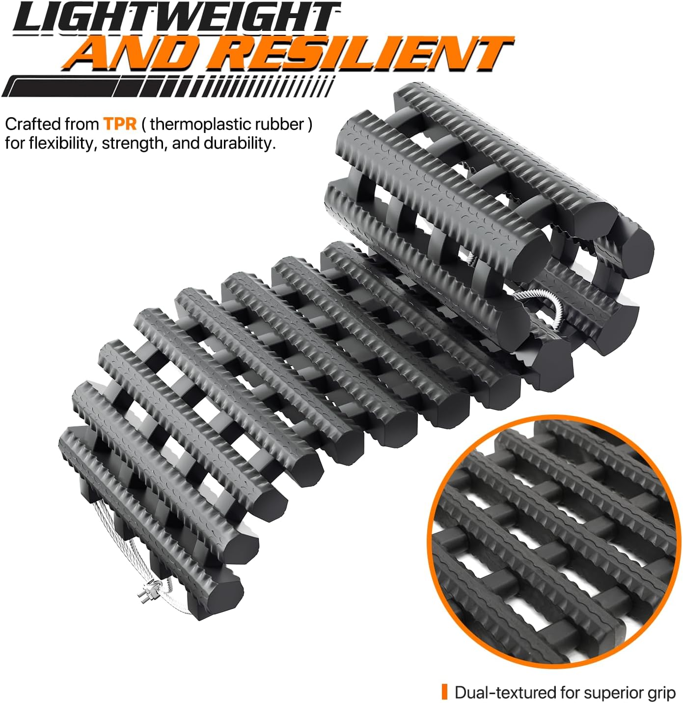 2 Pack Tire Traction Mat Portable Recovery Track Emergency Devices for Vehicle to Get Unstuck from Snow, Mud, and