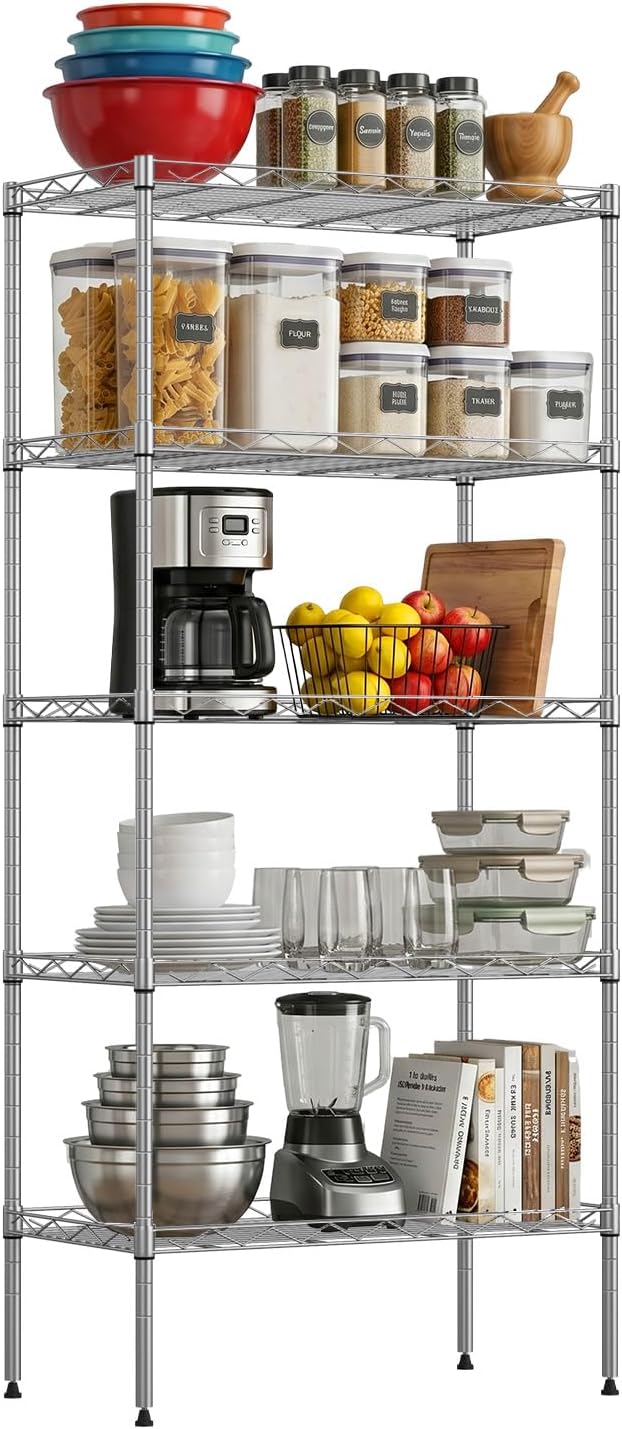 5-Tier Wire Shelf | 22" x 12" x 48" | Chrome