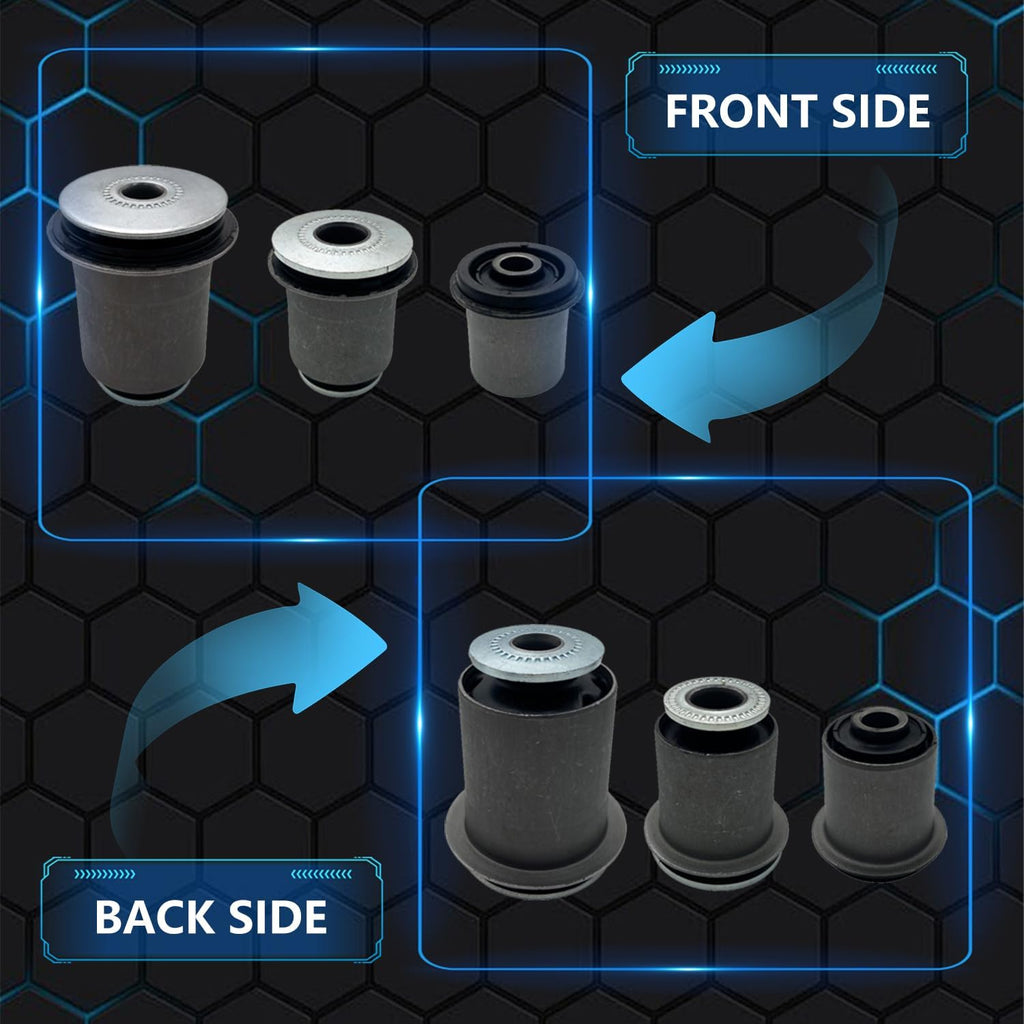 Cheriezing Front Upper & Lower Control Arm Bushing Kit, Set of 8