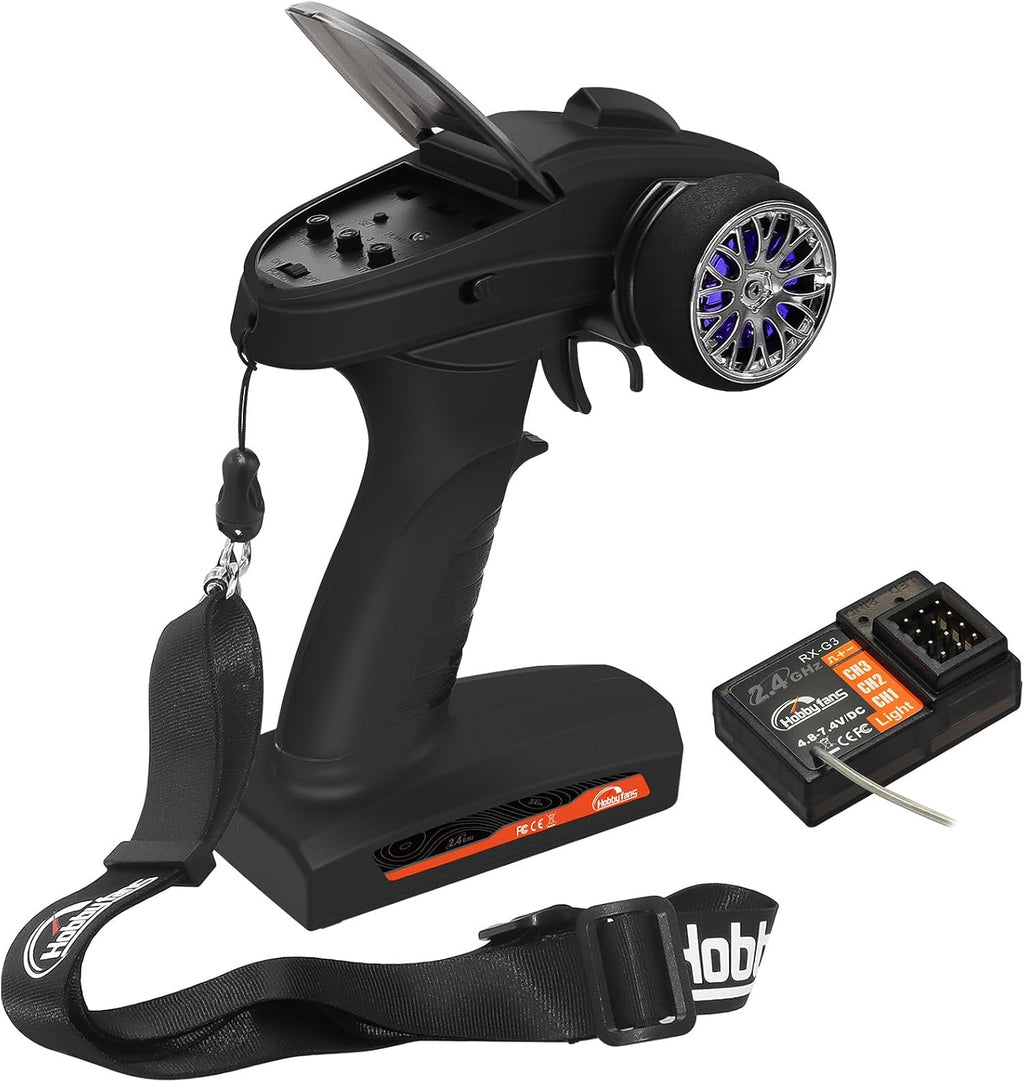 RC Radio System 3CH 2.4G RC Transmitter with Receiver and Lanyard Remote Controller for RC Car Crawler Boat