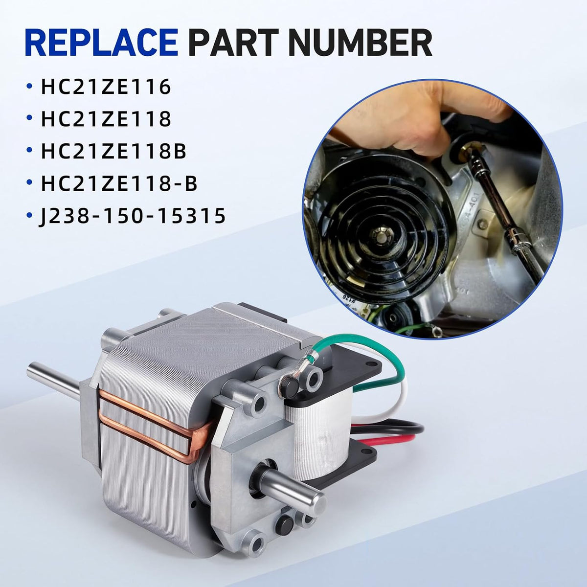 Furnace Draft Inducer Blower Motor Compatible with Carrier, Bryant, Payne - Replace HC21ZE116 HC21ZE118 Exhaust Vent Venter Motor
