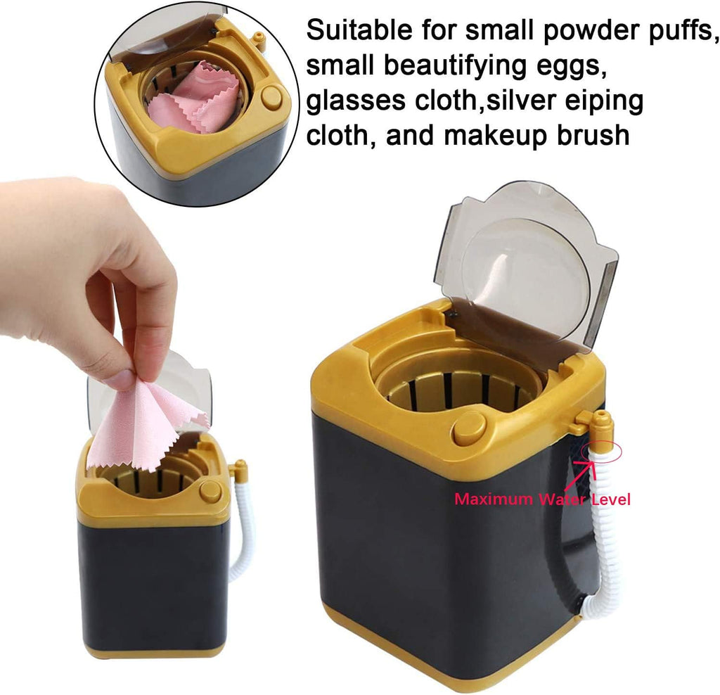 Makeup Brush Sponge Washing Machine Cleaner Device Plastic Automatic Cleaning (Black, Comes with Bucket)