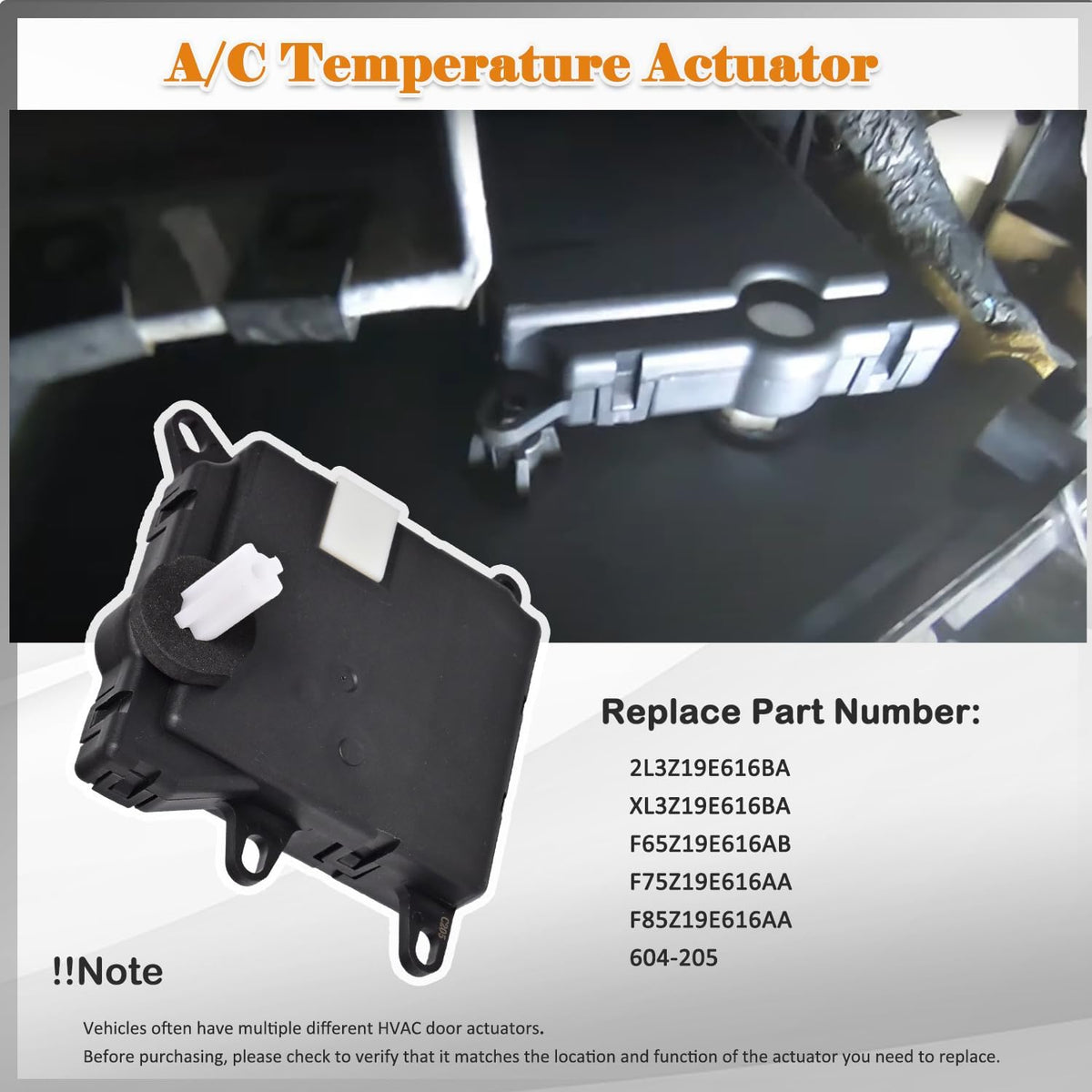 HVAC Temperature Blend Door Actuator 604-205 Compatible with Ford Lincoln