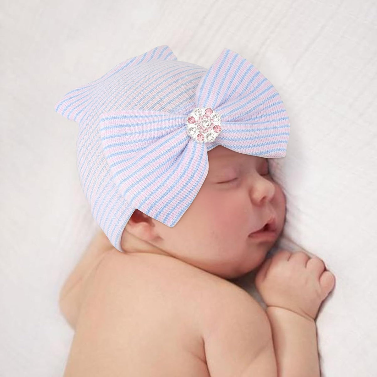 Cotton Newborn Baby Girl Hats with Bow 0-3 Months