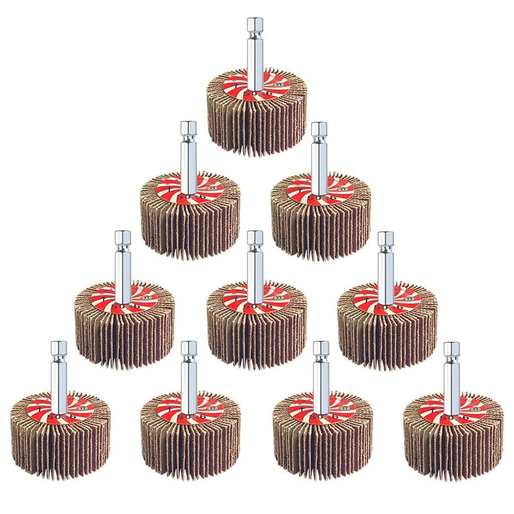 AUPREX 10 Pcs Flap Wheel Sander Set with 1/4 Inch Hex Shank, 80 Grits Sanding Wheels for Drill, Die Grinder Sander Attachment for Removing Rust-2 Inch