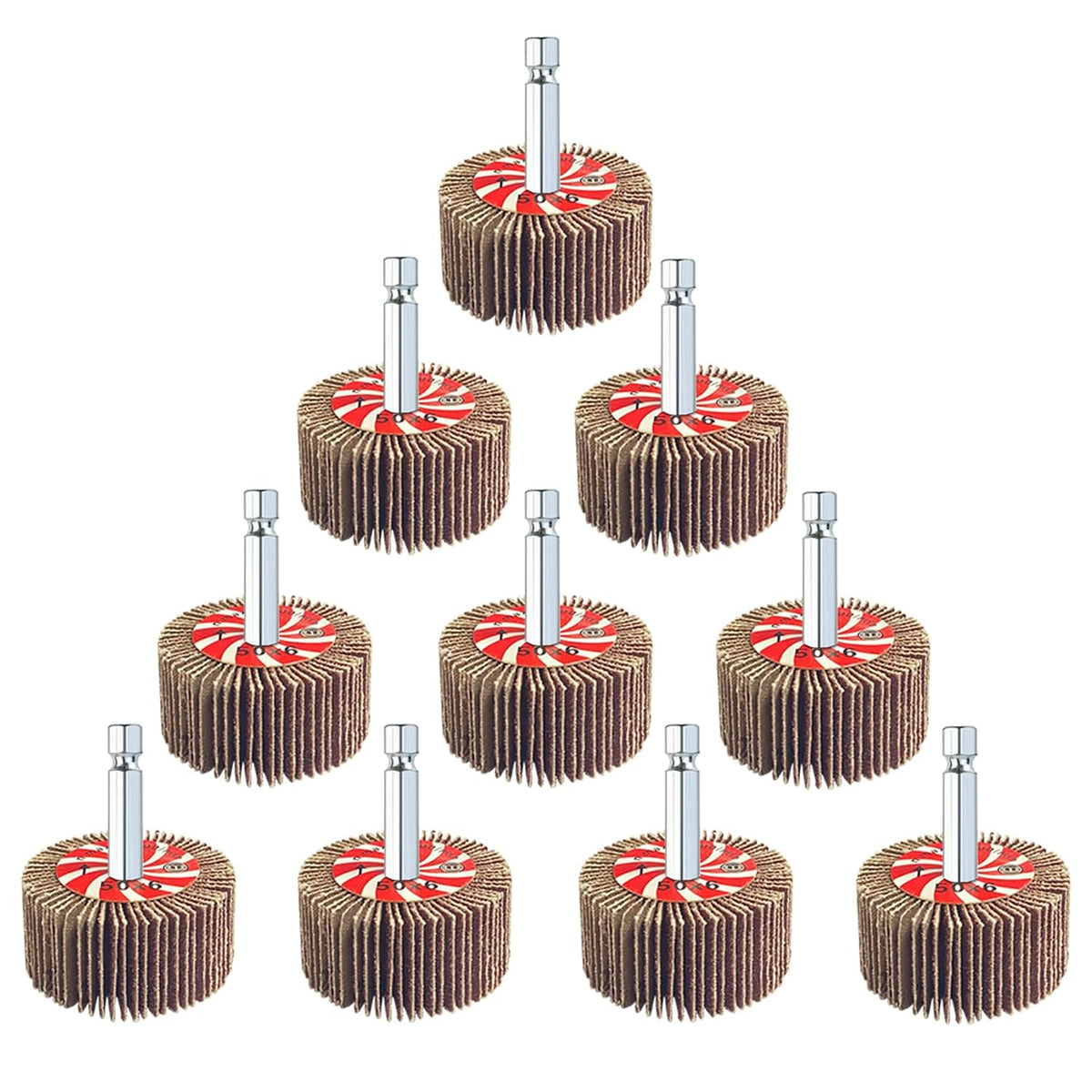 AUPREX 10 Pcs Flap Wheel Sander Set with 1/4 Inch Hex Shank, 80 Grits Sanding Wheels for Drill, Die Grinder Sander Attachment for Removing Rust-2 Inch