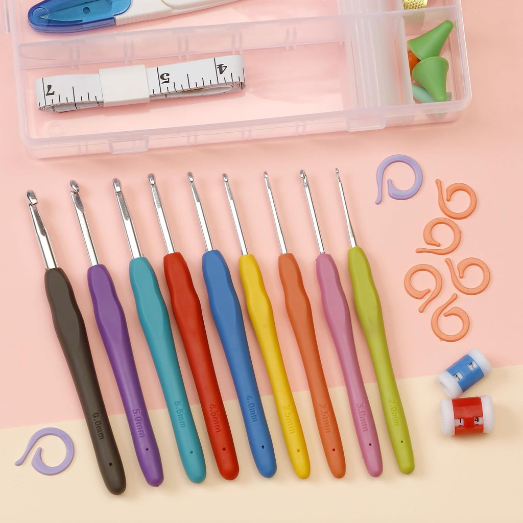 Crochet Kit for Beginners – 85 Piece Beginner Crochet Kit for Adults & Kids with Yarn, Hooks, Accessories & Bonus