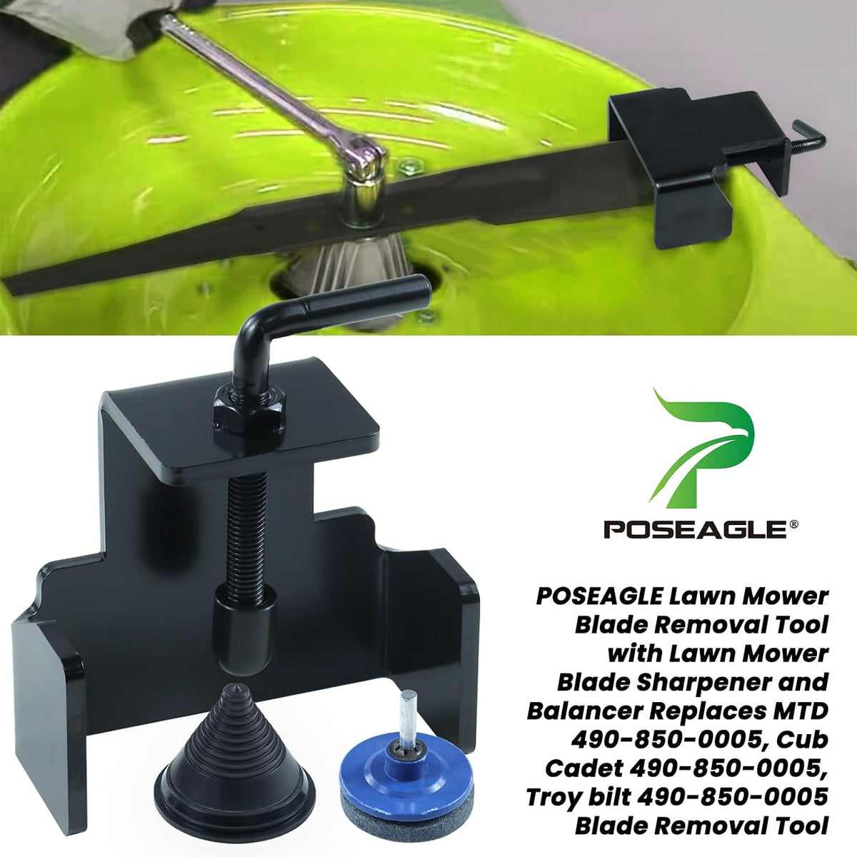 Riding Lawn Mower Blade Removal Tool with Blade Sharpener Balancer | Replaces MTD 490-850-0005 Blade Removal Tool
