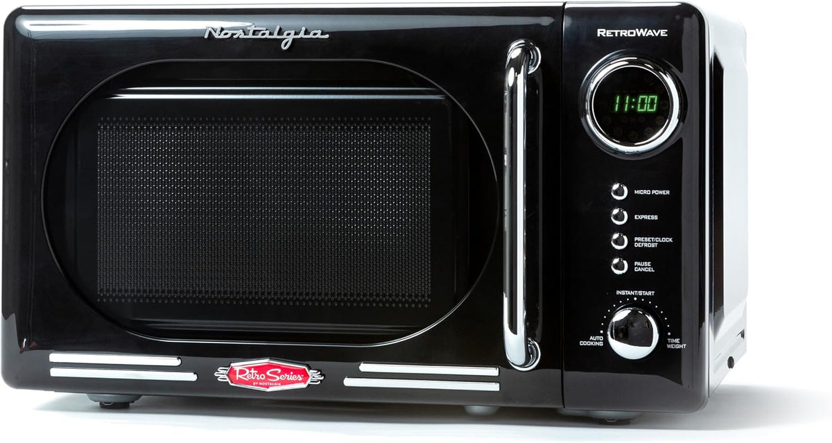 Retro Compact Countertop Microwave Oven - 0.7 Cu. Ft. - 700-Watts with LED Digital Display - Child Lock - Easy Clean