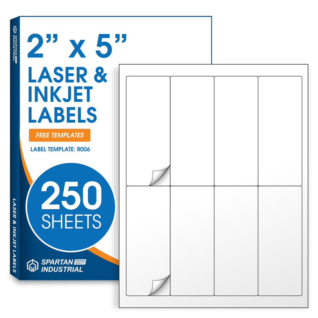 2" X 5" Matte White Printable Shipping Labels (250 Sheets, 2000 Stickers)