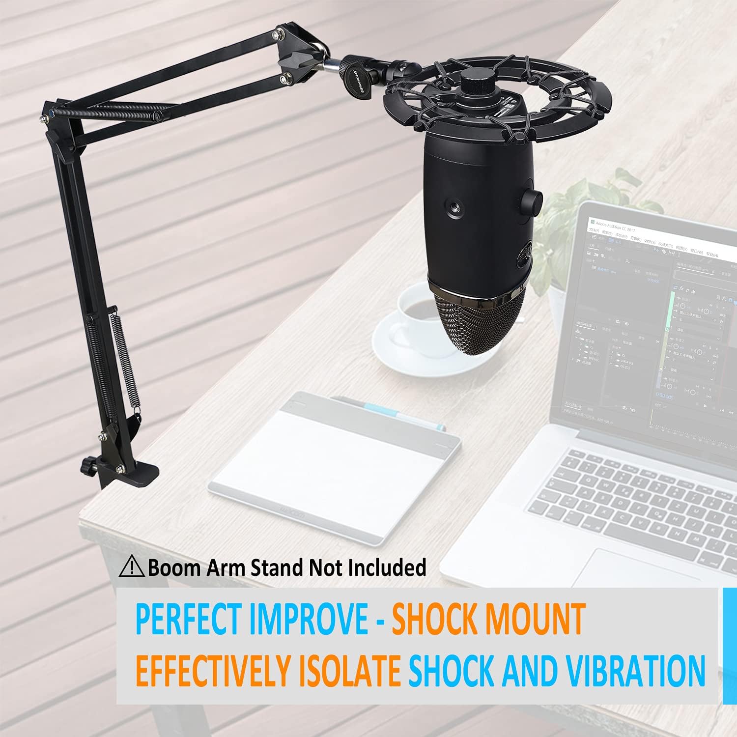 Blue Yeti X Shock Mount with Pop Filter, Alloy Shockmount with Foam Windscreen Reduces Vibration and Shock Noise