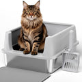 Stainless Steel Cat Litter Box with Lid, Extra Large Litter Box for Big Cats with High Sided, Non-Sticky, Anti-Urine