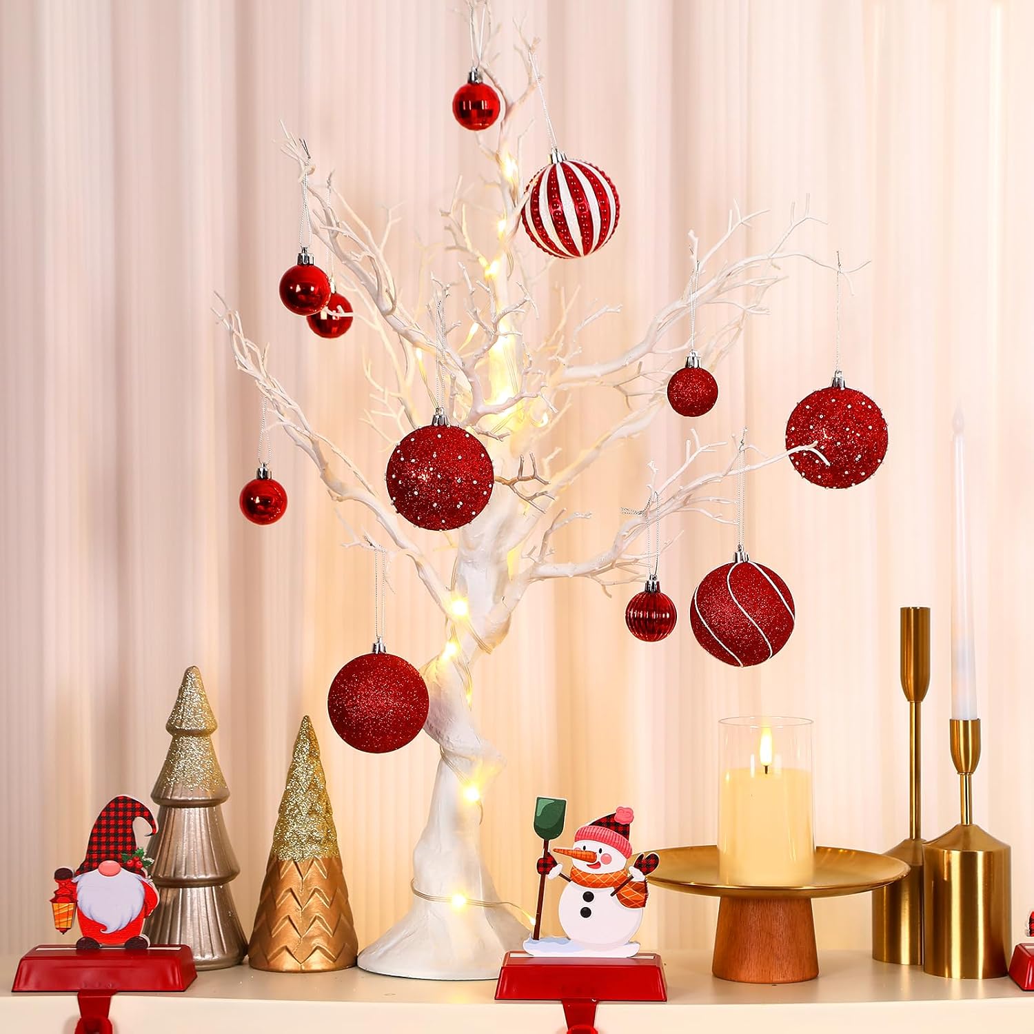 112ct Christmas Tree Balls Ornaments, Classic Pearl Gift Box, Shatterproof Plastic Decorative Baubles for Xmas Tree