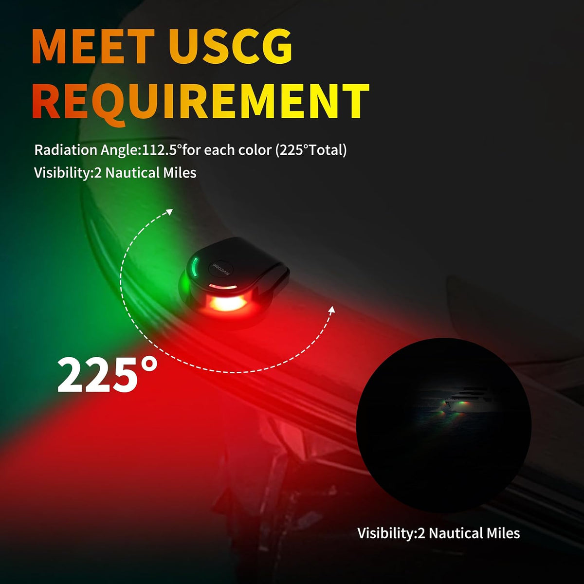 RVZONE Boat Navigation Lights, Red Green LED Bow Lights for Boats, IP67