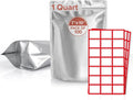 100pcs 1 Quart Mylar Bags with Gusseted Bottom - Extra Thick | Resealable, Long Term Food Storage, Stand Up, Ziplock