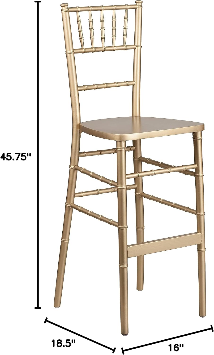Hercules Wood Chiavari Chair, Gold, 2-Pack