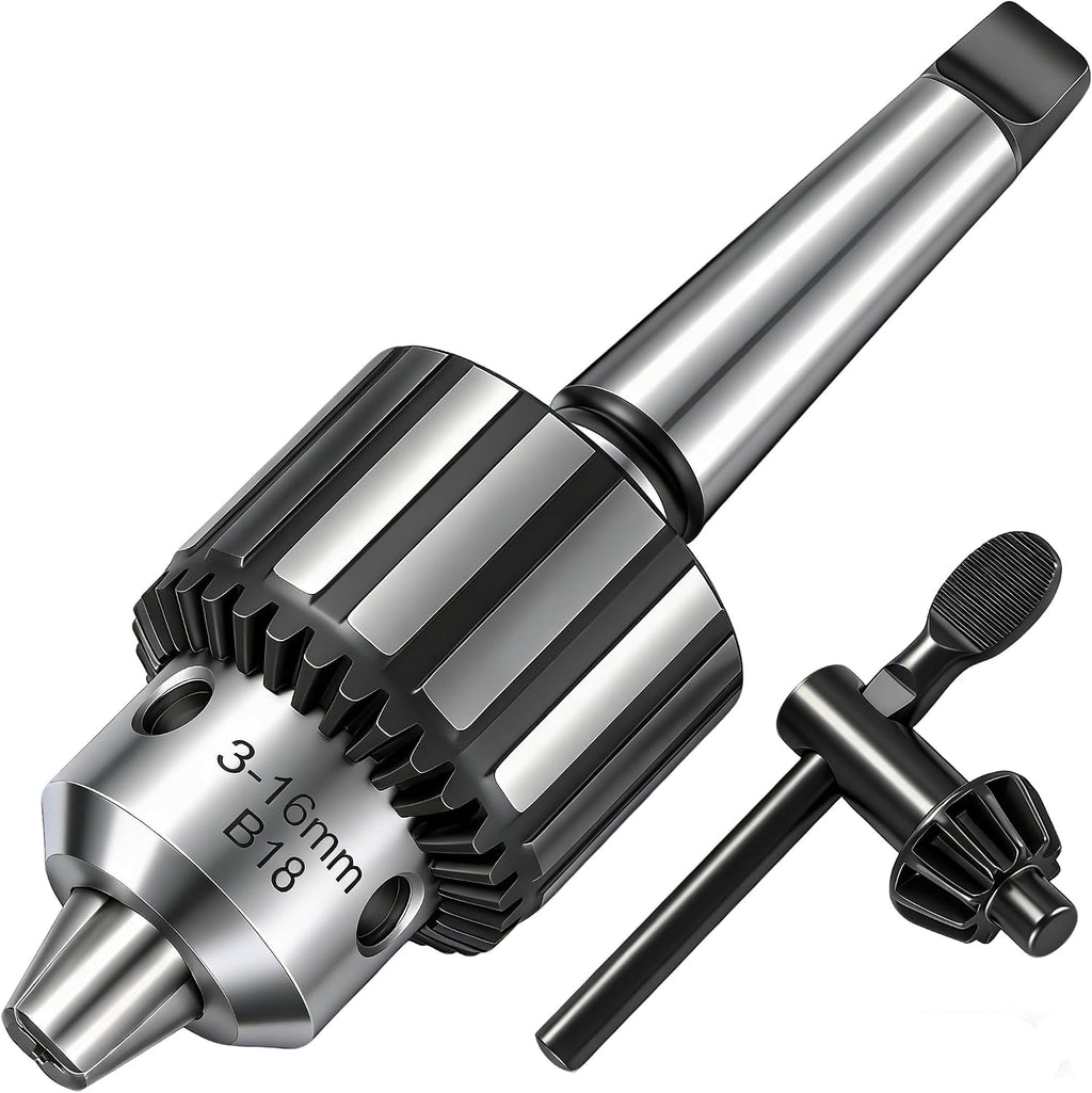 Heavy Duty 5/8" Drill Chuck with K32 Chuck Key and MT2 Shank | #2 Morse Taper Arbor