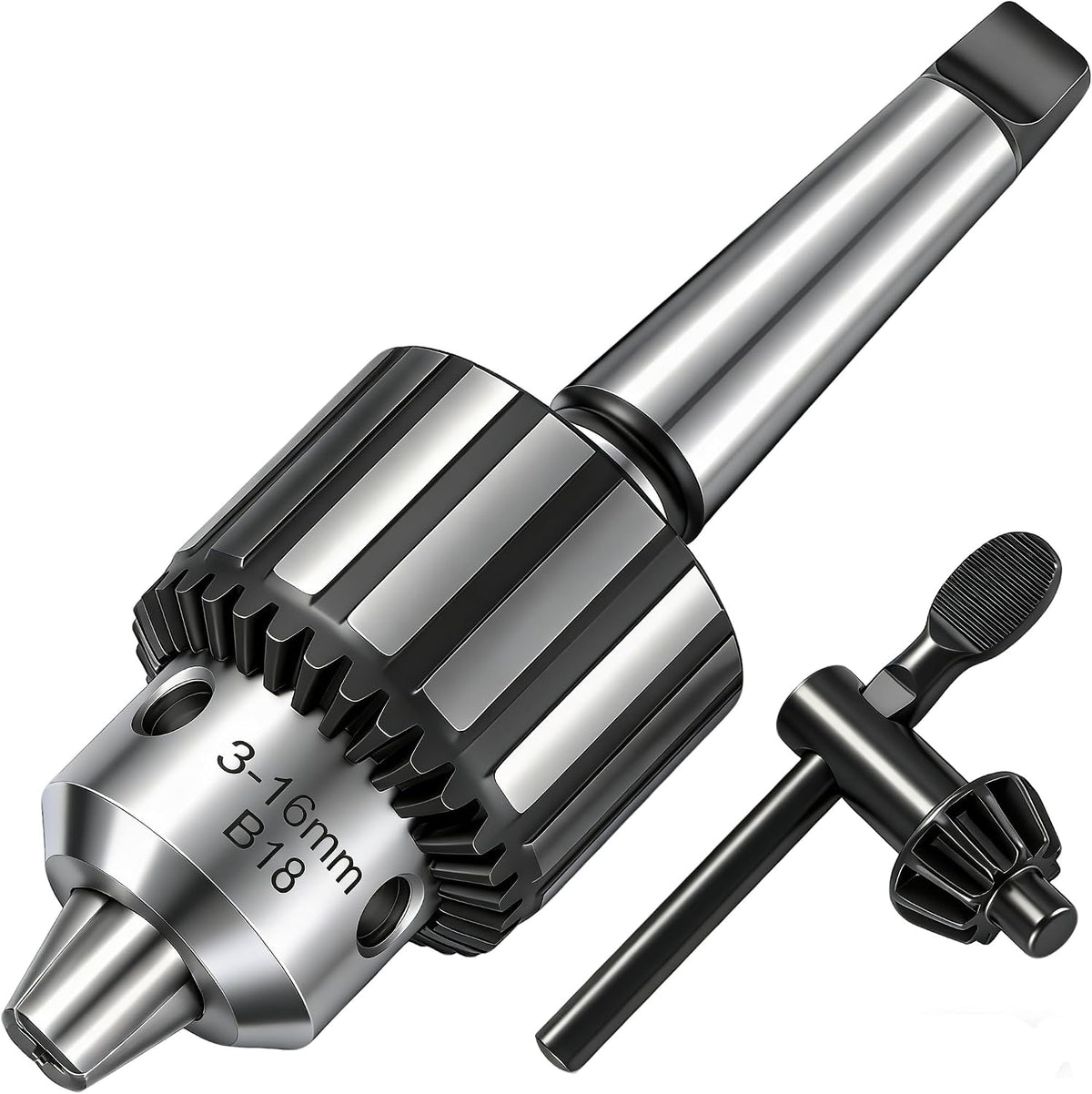 Heavy Duty 5/8" Drill Chuck with K32 Chuck Key and MT2 Shank | #2 Morse Taper Arbor