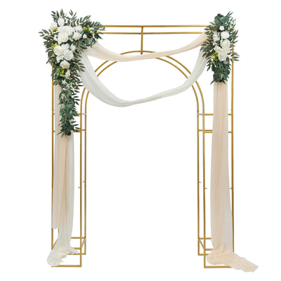 Wedding Arch Backdrop Stand, Gold Wedding Arches for Ceremony Square Metal Balloon Arch Stand Garden Arbor Frame for