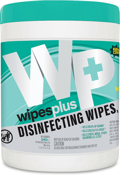 Disinfecting Surface Wipes Canister Bleach Free with Lemon Scent for Home and Business, 240 Count