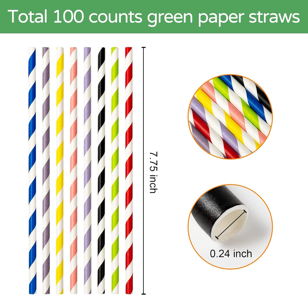 [100 Pack] Black Paper Straws