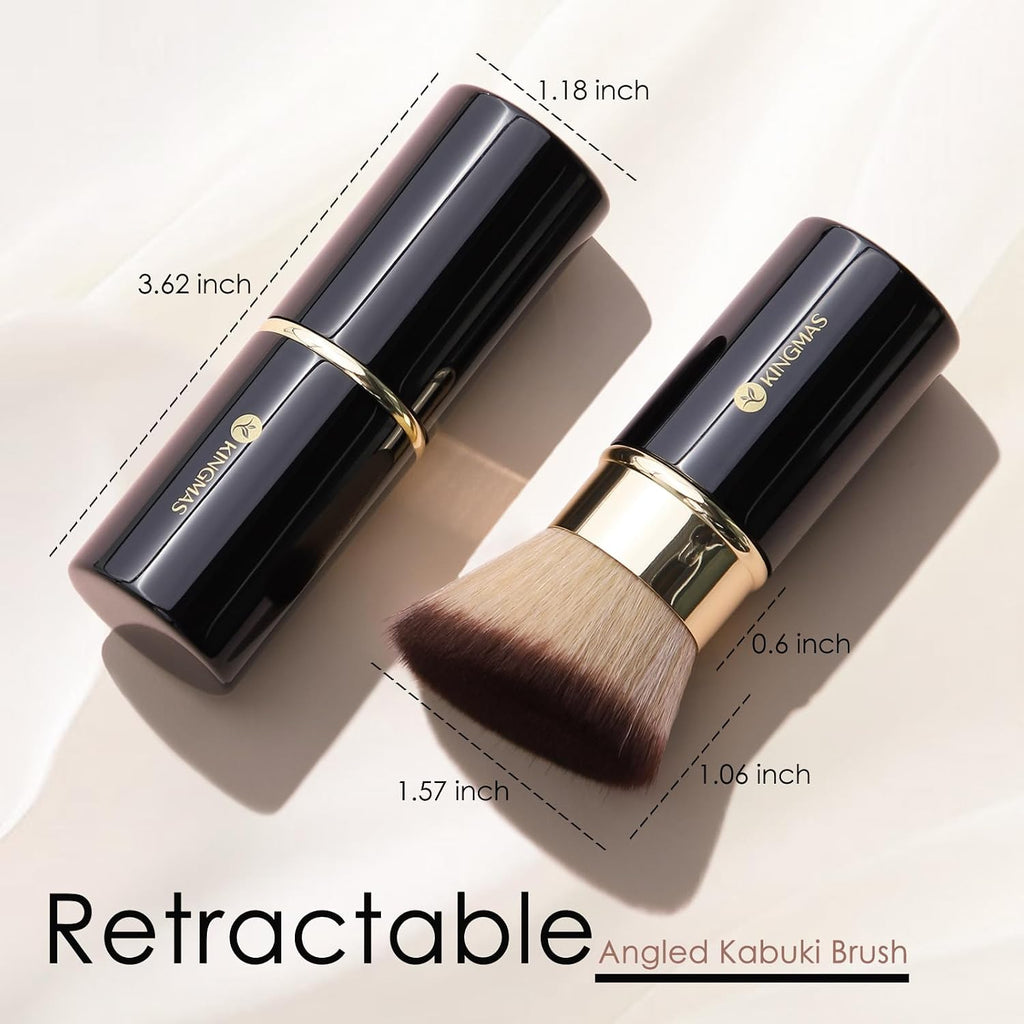 Retractable Kabuki Brush, Angled Flawless Face Makeup Brush