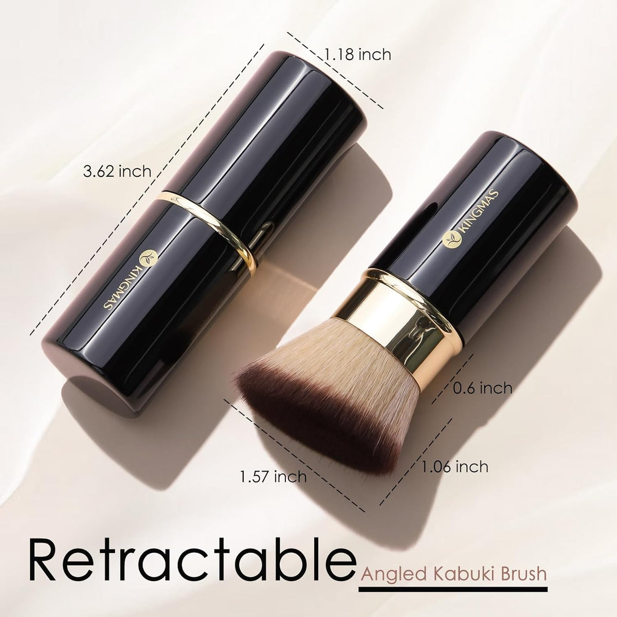 Retractable Kabuki Brush, Angled Flawless Face Makeup Brush