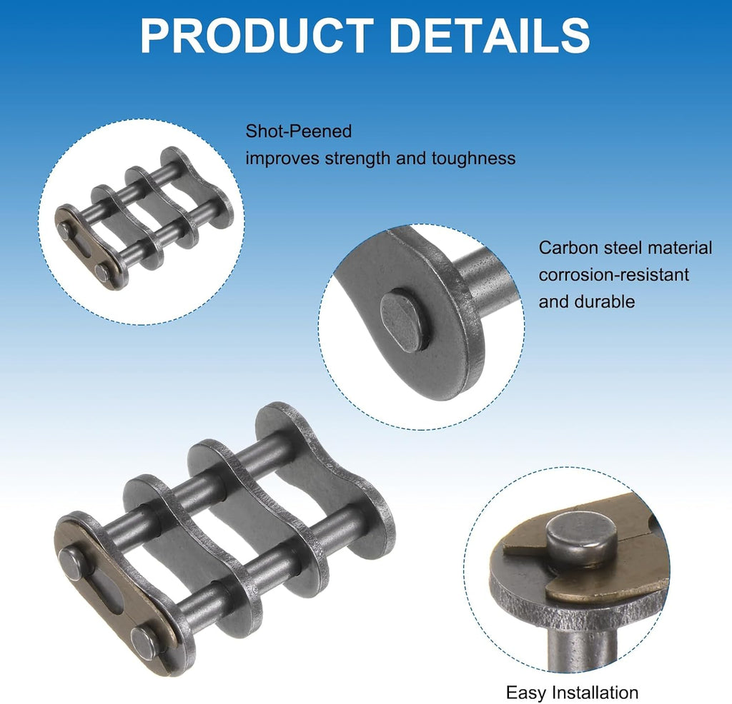 Uxcell 8Pcs #60-2/12A-2 Double Roller Chain Connecting Links 19.05mm Pitch Carbon Steel Master Connector Link