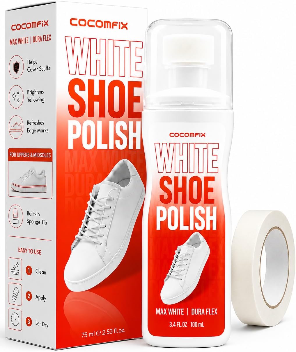 White Shoe Polish, Sneaker Whitener for Scuffs, Yellowing & Scratches | 3.4 fl oz White Shoe Paint for Yellowing