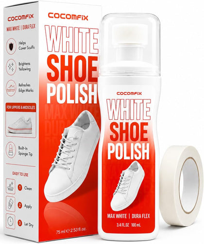 White Shoe Polish, Sneaker Whitener for Scuffs, Yellowing & Scratches | 3.4 fl oz White Shoe Paint for Yellowing