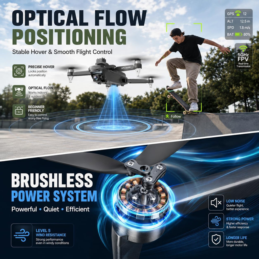 HS175D GPS Drone with 4K Camera for Adults, Under 249g, Foldable RC Quadcopter with Auto Return, 46 Mins Long Flight