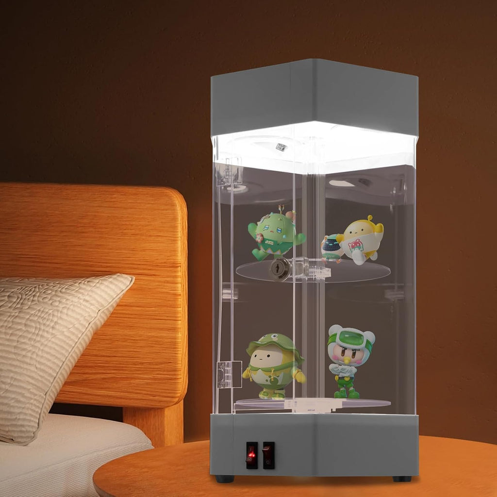 Electric Rotating Display Case Lockable Acrylic Jewelry Display Case Modern Collection Storage Display Cabinet