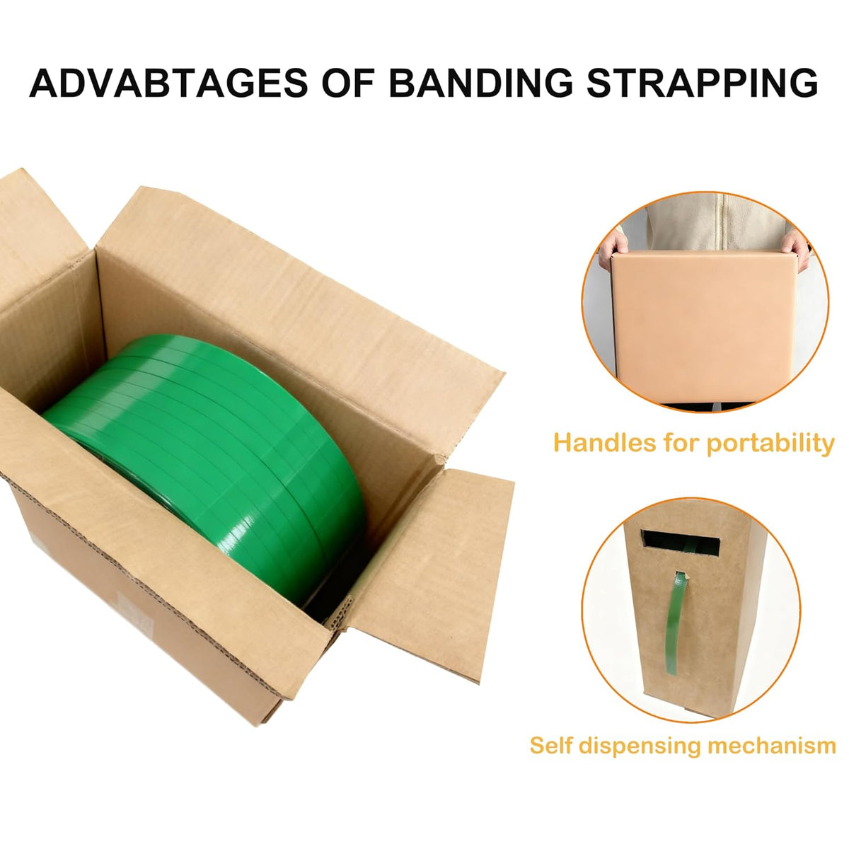 PET Packaging Banding Strapping Roll - 1017' x 5/8" Pallet Strap Coil