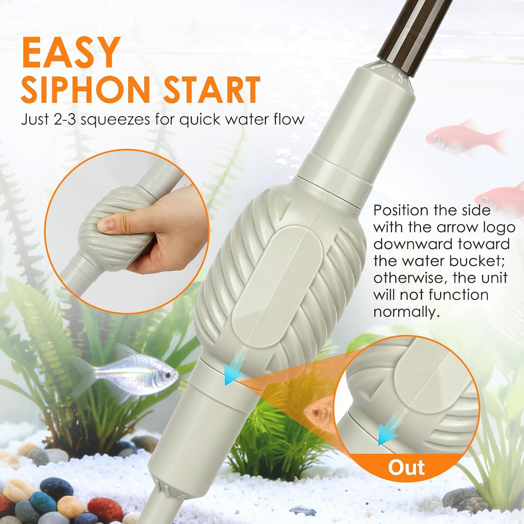 Aquarium Siphon Gravel Cleaner Manual Water Changer Kit, Small