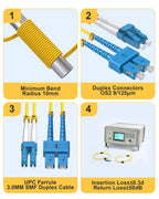 5 Pack OS2 Singlemode LC SC Fiber Patch Cable 3m/10ft, Duplex