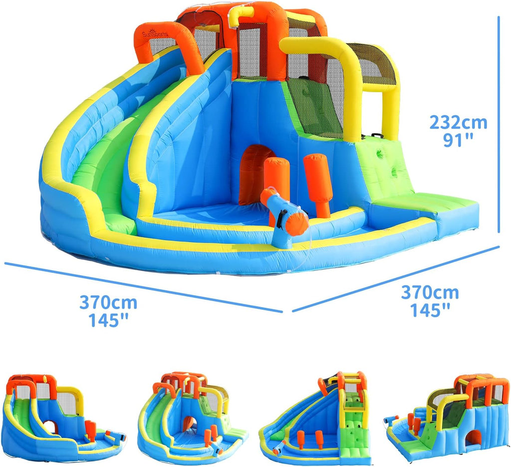 Inflatable Water Slide, Bounce House for Kids, Inflatable Water Park with Splash Pool, Bouncy Castle for Outdoor