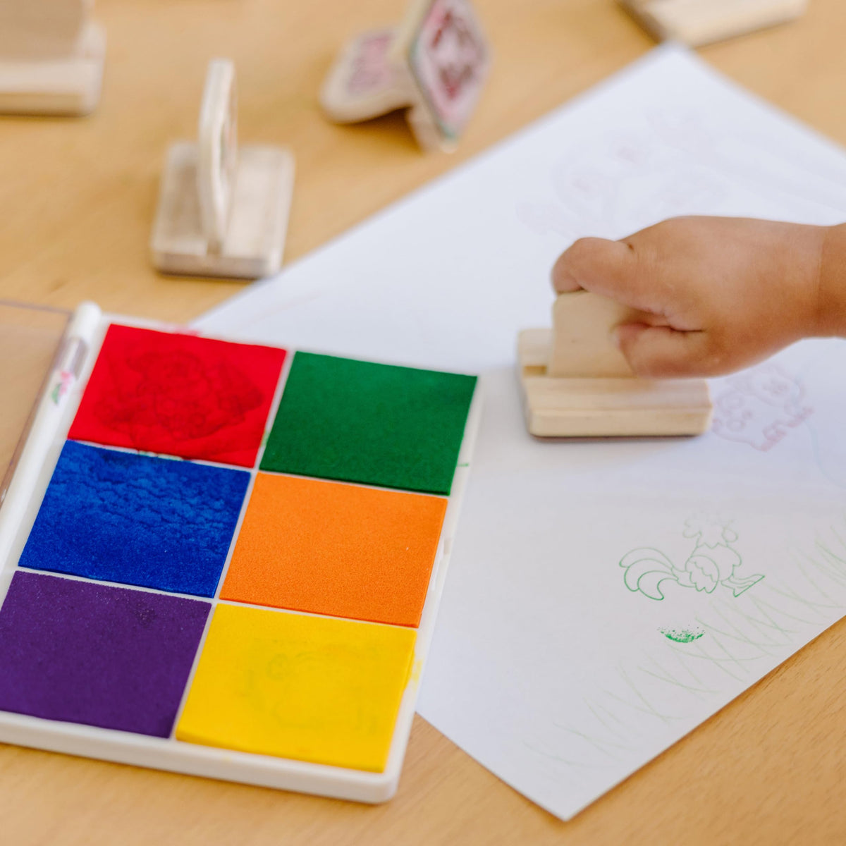 Rainbow Stamp Ink Pad 6 Washable Colors