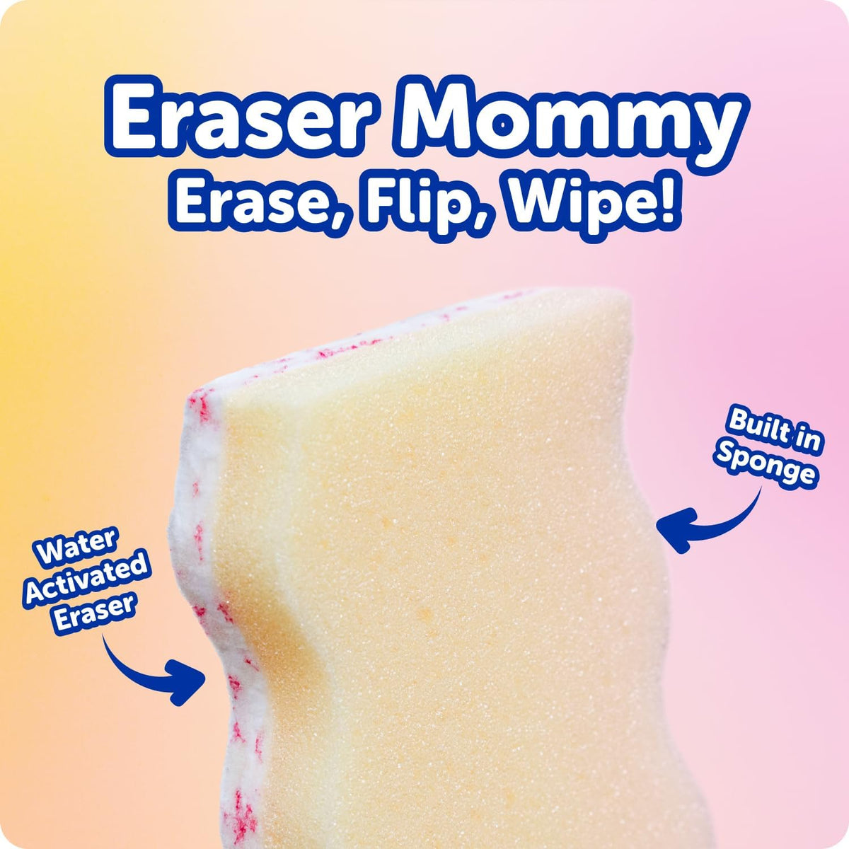Eraser Mommy 2X Water-Activated Eraser Sponge, 6 Count