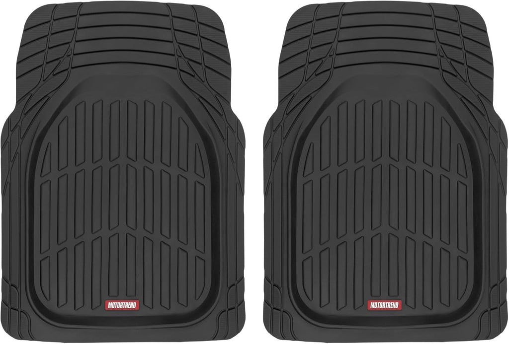 2 Piece Front Car Floor Mats- Black FlexTough Contour Liners-Deep Dish Heavy Duty Rubber Floor Mats for Car SUV Truck