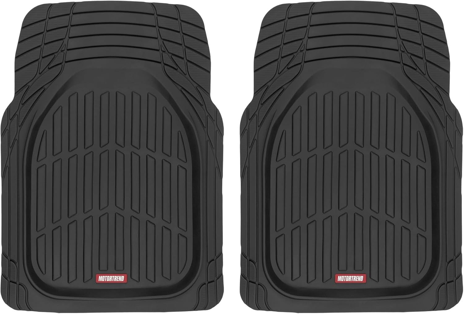 2 Piece Front Car Floor Mats- Black FlexTough Contour Liners-Deep Dish Heavy Duty Rubber Floor Mats for Car SUV Truck