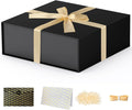 Gift Box 7.5''x7.2''x2.8'' Black Gift Boxes with Magnetic Lids for Presents, Rectangle Collapsible Luxury Gift Box
