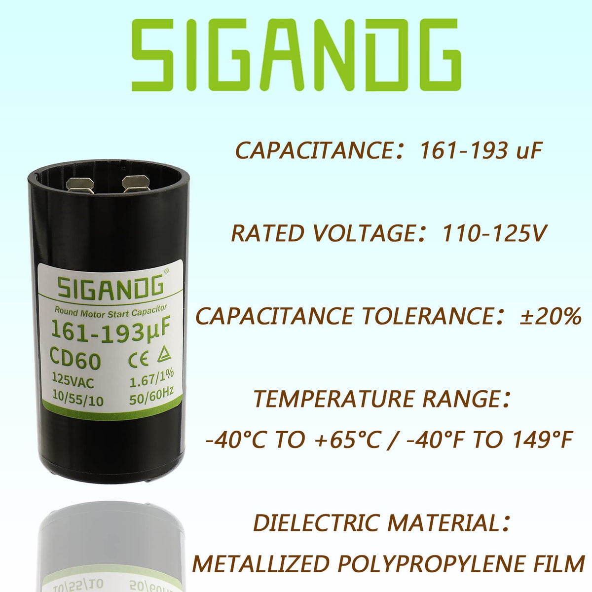 161-193 MFD 110-125 VAC Round Start Capacitor 50/60 Hz AC