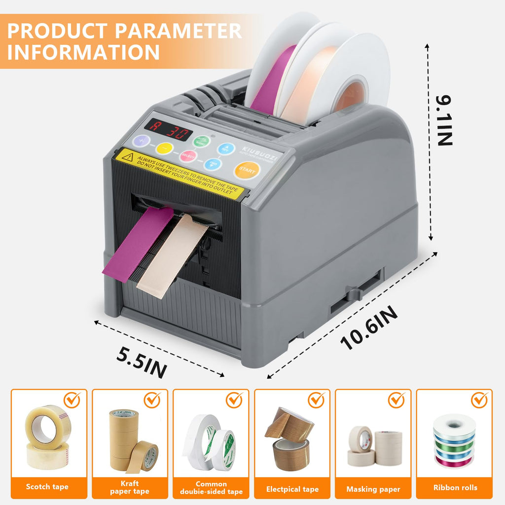 Upgraded Ceramic Roller Automatic Ribbon Cutting Machine, Automatic Tape Dispenser,Tape Width 6-60mm,Length 5-999mm