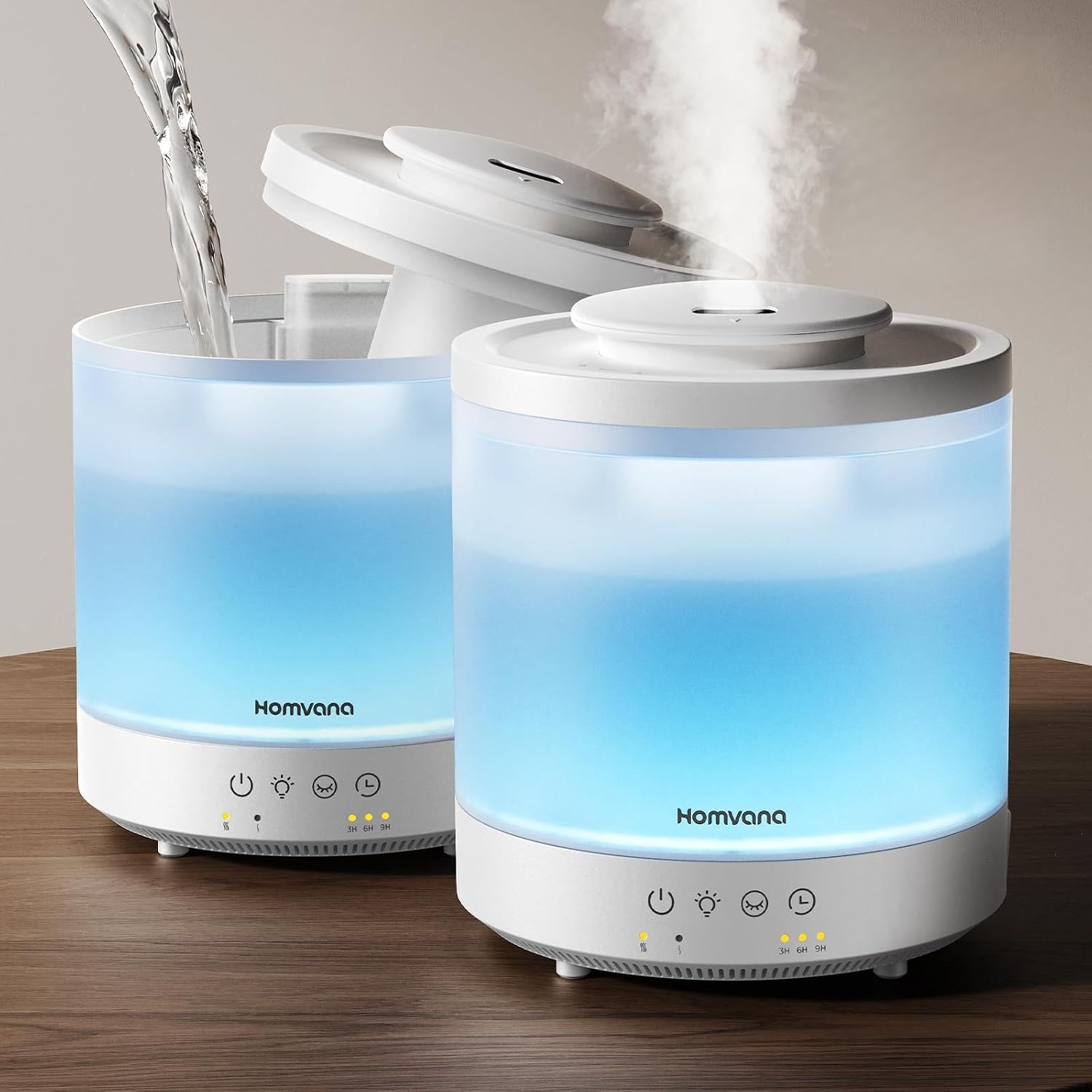 Humidifiers for Bedroom, Large Room, 1.5L Top-Fill, 2 Packs | 3 in 1 Ultrasonic Humidifier Oil Diffuser for
