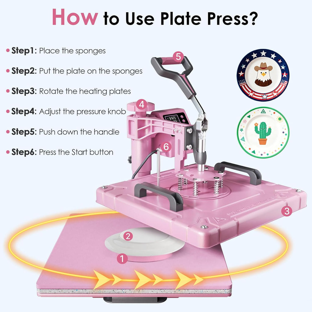 5 in 1 Heat Press Machine, 15x15 inch Heat Press for T-Shirts | 360°Swing Away Sublimation Heat Transfer Press