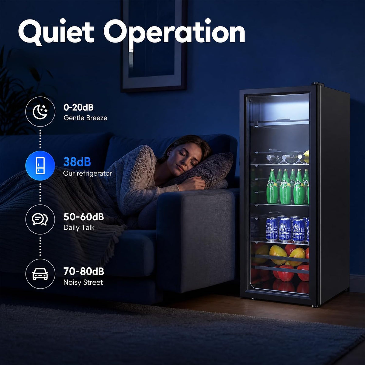 170 Can Beverage Refrigerator, Wine Cooler with 7 Adjustable Thermostat