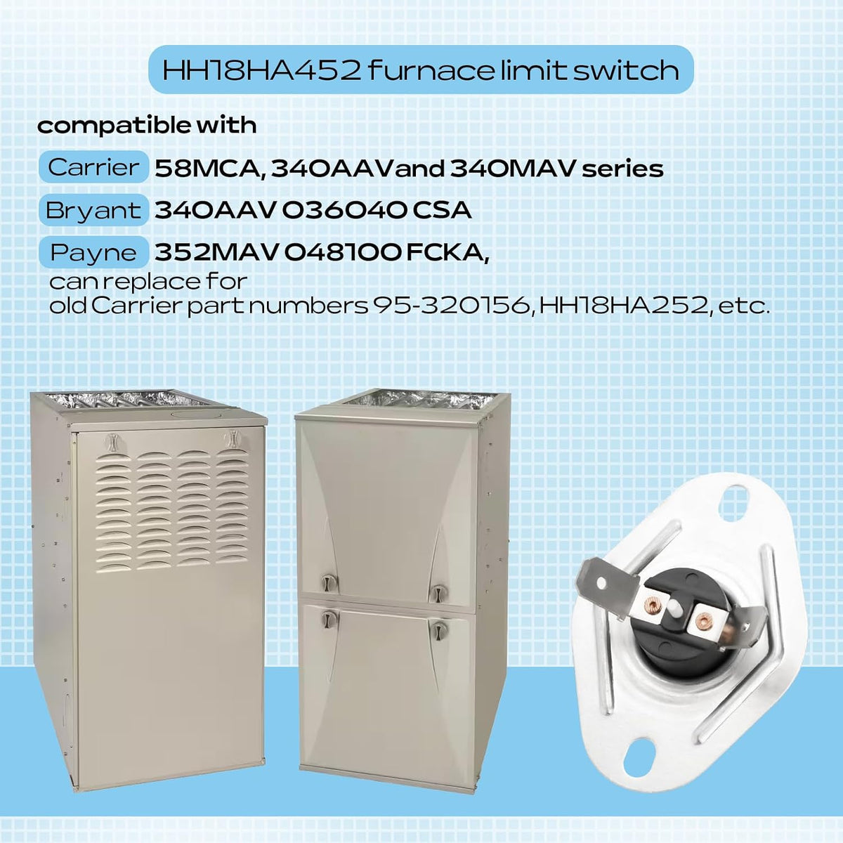 HH18HA452 Roll Out Switch Fits for Carrier Bryant Gas Furnace