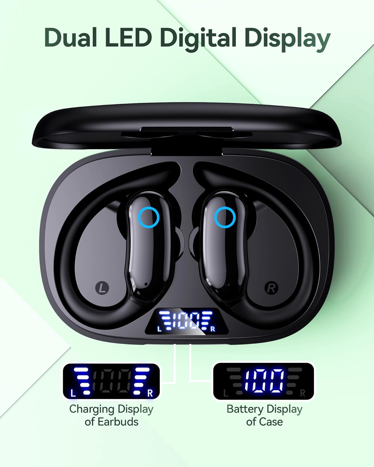Active Noise Cancelling Ear Buds Wireless Earbuds 96hrs Playback Bluetooth Headphones Dual Battery Display Stereo